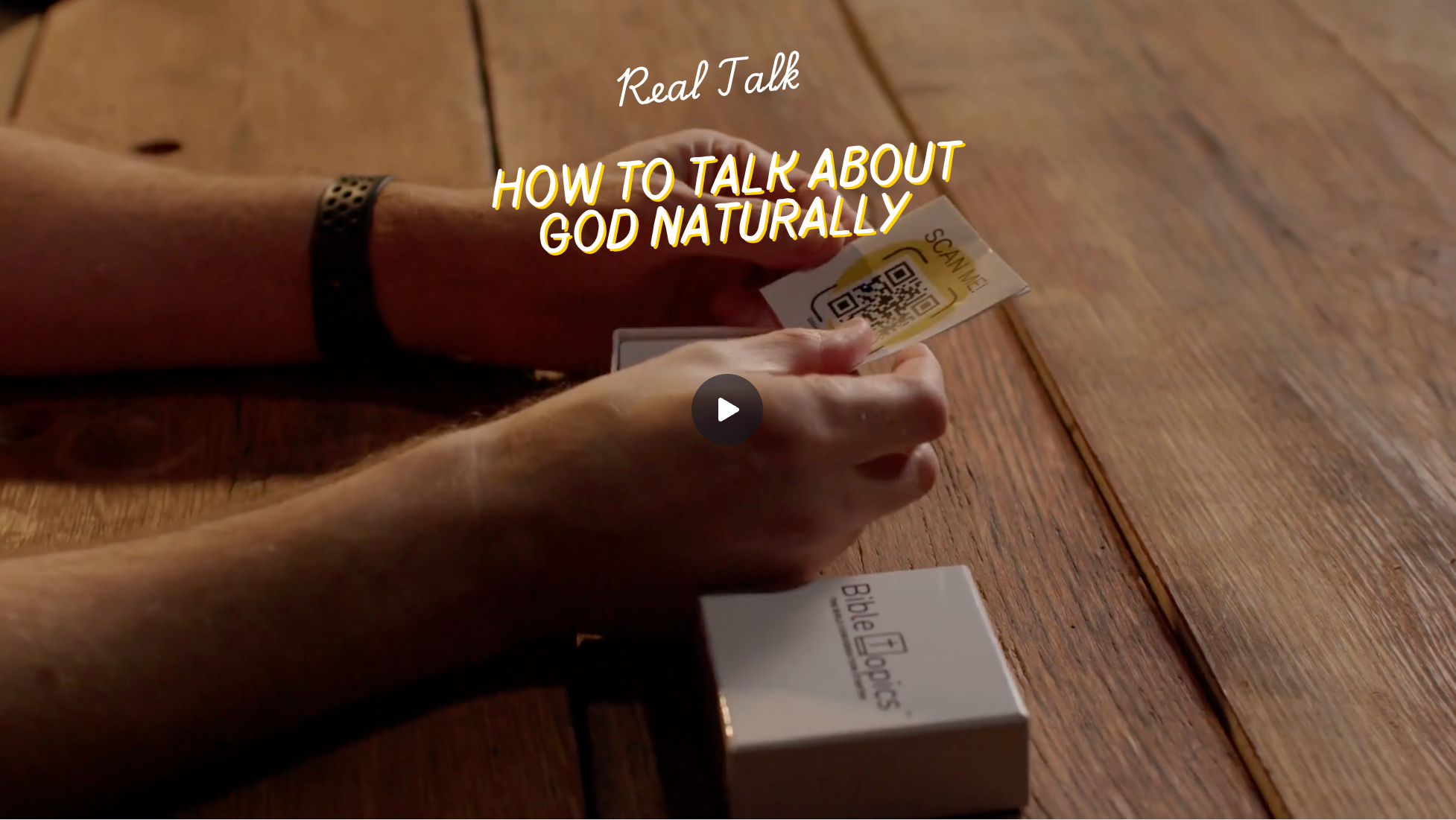 Load video: How to Play Bible Topics the Game man showing game box, cards and how to use